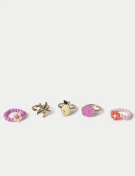 Pack Fruit and Beaded Rings Multi Female - M&S - FashionsVida