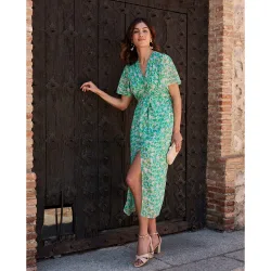 Vestido de invitada largo estampado floral