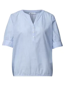 LTD QR Chambray splitneck blou female