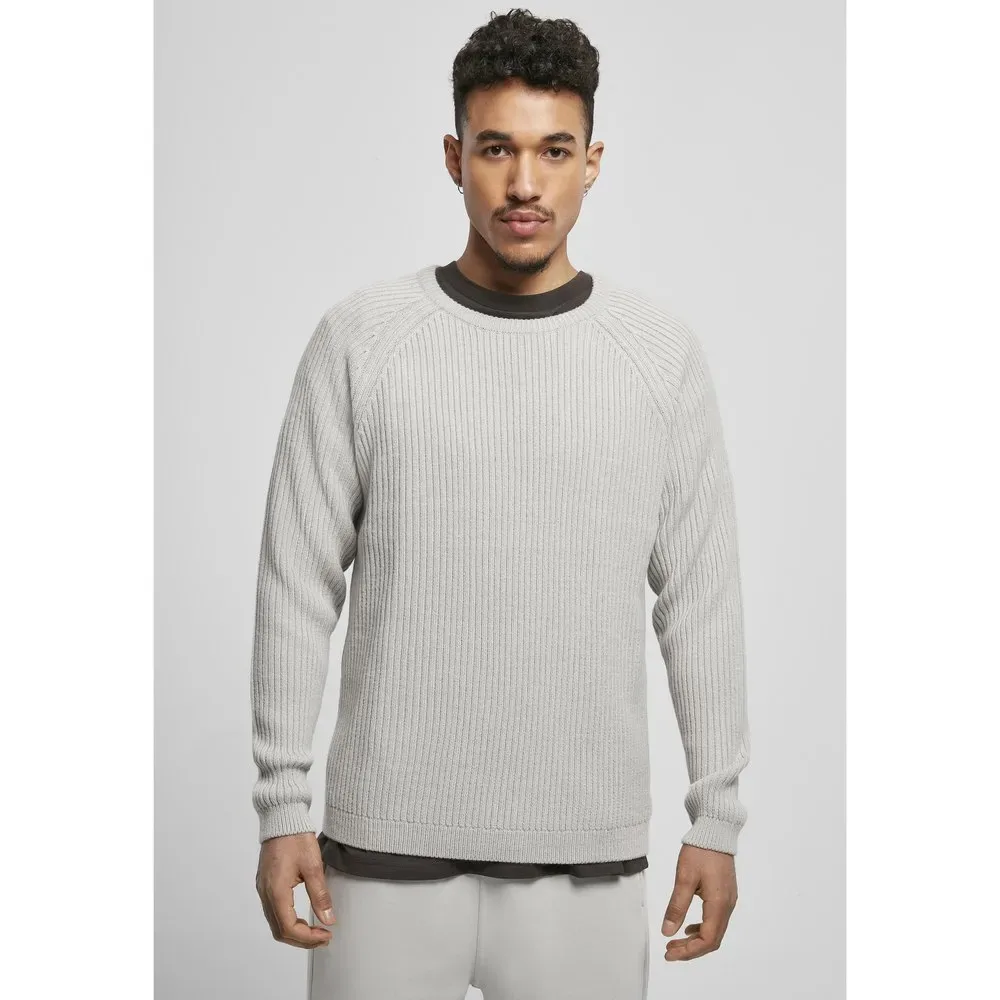 Pull Raglan Ribbed Gray Light 2XL - Urban classics - FashionsVida