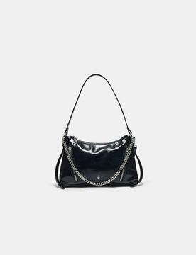 Mini-Schultertasche mit Kette Schwarz OS