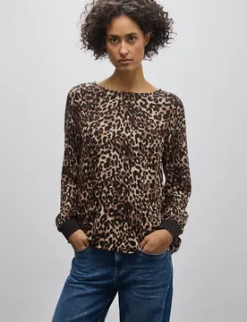 Bluse mit Leo-Muster female Braun