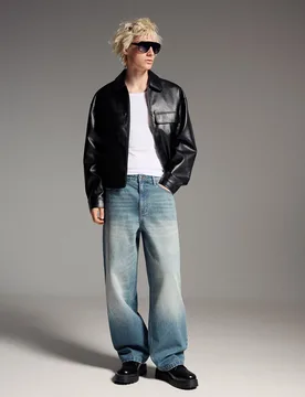 Jeans Super Baggy Fit 32 Bleu Lavé - Bershka - FashionsVida