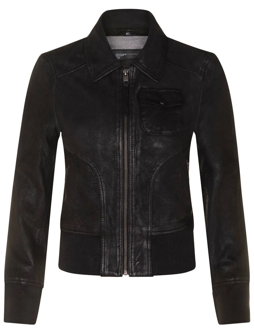 MA-1 Varsity Bomber Jacket-Modbury - Black - Size: 8 - Infinity Leather - FashionsVida