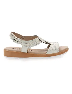 Sandali beige con fasce incrociate e strass LR242939 41 - MIO TEMPO - FashionsVida