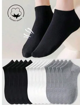 Pares de calcetines de algodón para mujer de 4 estaciones, malla transpirable, tela suave que absorbe la humedad, para deportes, uso casual, negocios - Shein - FashionsVida