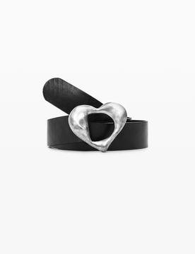 Ceinture cuir cœur, Cow Leather, Noir, 85