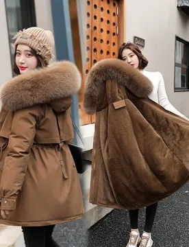 Women Parka Fashion Long Coat Wool Liner Hooded Parkas 2025 New Winter Jacket Slim with Fur Collar Warm Snow Wear Padded Clothes - Aliexpress - FashionsVida
