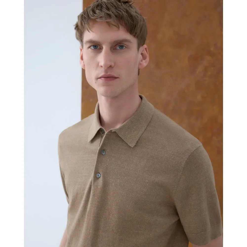 Jersey de hombre cuello polo manga corta liso algodón lino - Emidio Tucci - FashionsVida