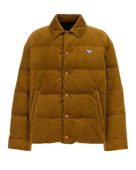 Prada Ochre Corduroy Down Jacket - Prada - FashionsVida