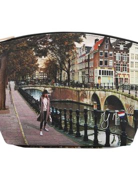 Beauty Medio Beauty Bag AMSTERDAM BRIDGE Zip Ecopelle Pelle