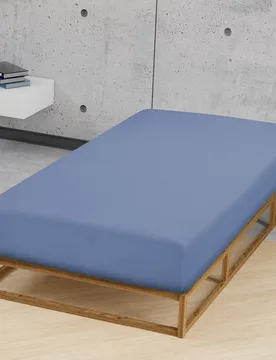 Jersey-Stretch-Spannbetttuch blau, 1x 180-200 x 200 cm - Castell - FashionsVida