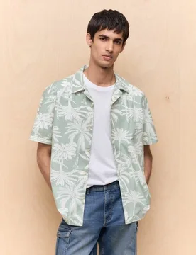 Camisa de hombre manga corta print hojas bowling - Easy Wear - FashionsVida