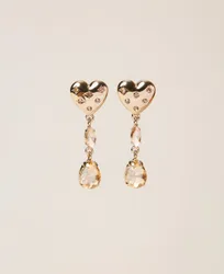 Boucles d'oreilles en caur avec pendentifs strassés