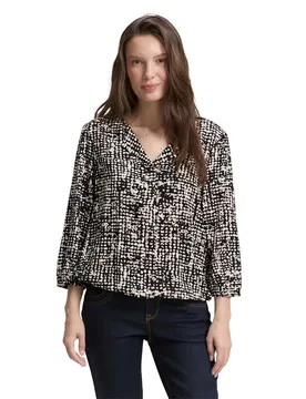 Blusa A Maniche 3/ 10757 Navy Abstract Dot Design 36