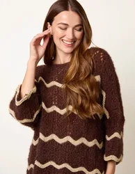 Zig Zag Metallic Jumper - ONE / CHOCOLATE - female