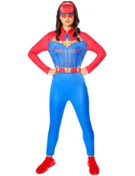 Captain Marvel Damenkostüm in rot und blau
