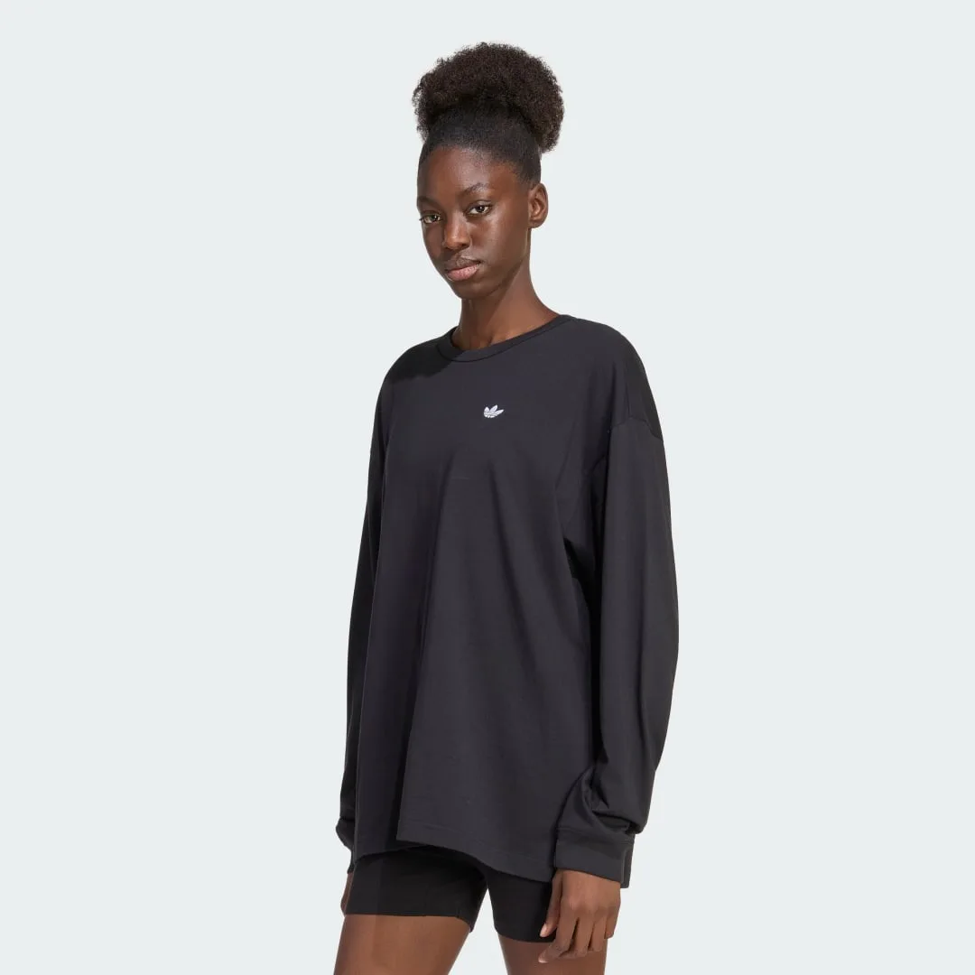 MAGLIA A MANICHE LUNGHE ESSENTIALS OVERSIZE L Black - Adidas - FashionsVida