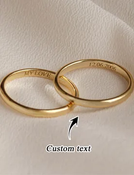Pieza Anillo grabado personalizable, banda de boda apilable, anillo de oro exquisito, anillo personalizado para hombres & mujeres, anillo con texto pe - Shein - FashionsVida