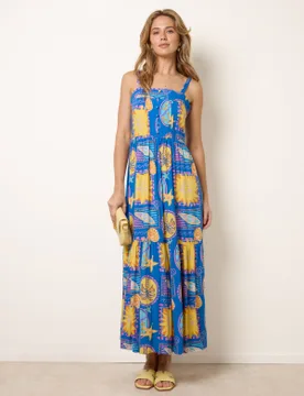 Vibrant Strappy Dress - L / BLUE - female - Blue Vanilla - FashionsVida