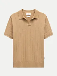 Strick-Polo mit breiter Rippe Beige XL