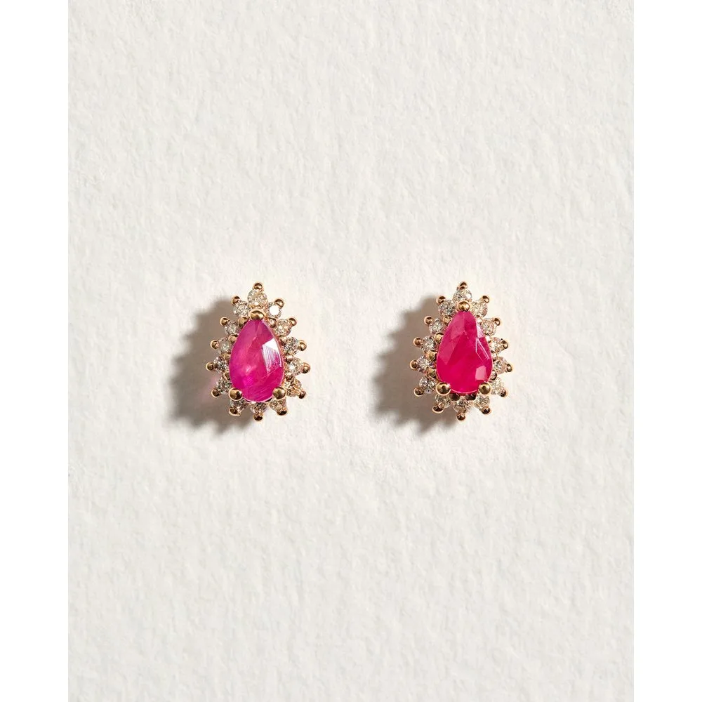 Pendientes de oro con diamante y rubí - El Corte Inglés - FashionsVida