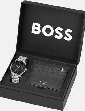 Set reloj y billetero de hombre Tyler 1570193 de acero - Boss - FashionsVida
