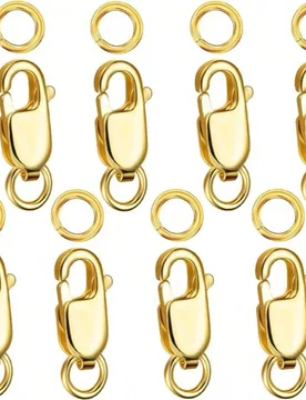 Cierre de langosta de acero inoxidable y anilla de salto cerrada, cierre de collar de 14K oro y accesorios para hacer joyas, extensor para pulsera - Shein - FashionsVida