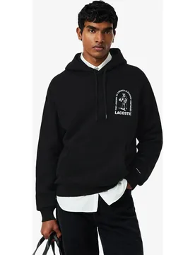 Sudadera de hombre con capucha de corte amplio con estampado en blanco - Lacoste - FashionsVida