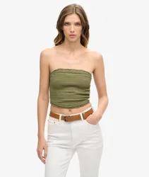 Superdry Damen Gesmoktes Bandeau-oberteil Kaki - Größe: 44