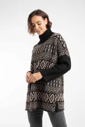 Fifi Womens Knitted Roll Neck Tunic Jumper - - Size: 8