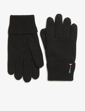 Superdry Herren Essential Strickhandschuhe mit Logo Schwarz - Größe: 1Größe
