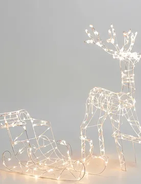 Lampe Led Christmas Reindeers & Sleigh Warm White 1 + 0.45m Ip44 Indoor & Outdoor Low Voltage Transparent One Size
