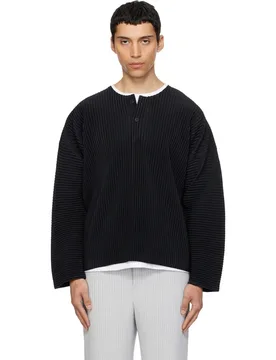 Miyake Pleated Men's Henley Neck Long Sleeve T Shirt Japanese Style Plisse Casual Top Loose Fit Minimalist Streetwear Fashion - Aliexpress - FashionsVida