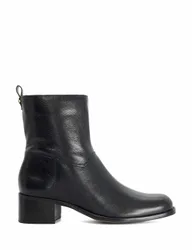 Leather Block Heel Ankle Boots Black female