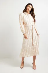 Womens Polka Dot Organza Shirt Midi Dress - White - Size 14 Uk