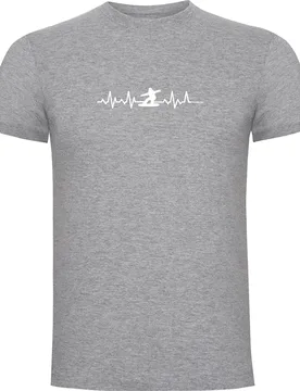 T-shirt à Manches Courtes Snowboarding Heartbeat Heather Grey M - Kruskis - FashionsVida