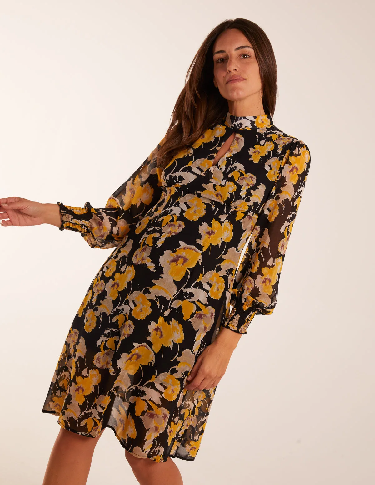 Keyhole High Neck Dress - 10 / MULTI - female - Blue Vanilla - FashionsVida