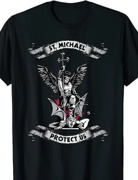 Archangel Saint Michael Protect Us Defend Us T-Shirt. Premium Cotton Short Sleeve O-Neck Mens T Shirt New S-3XL - Aliexpress - FashionsVida