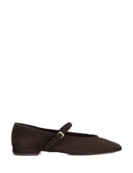 Suede Square Toe Mary Jane Ballet Pumps Brown female