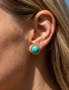 Turquoise Round Gold Color Small Stud Earrings for Women Minimalist Stainless Steel Boho Jewelry Fashion Party Gift Accessories - Aliexpress - FashionsVida