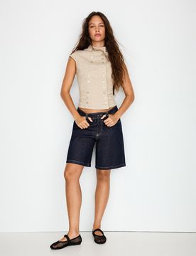 Bermuda En Jean Baggy Fit 32 Marine