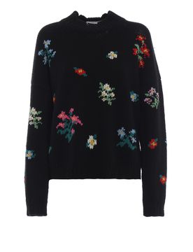 Maglione in lana con ricami multicolori