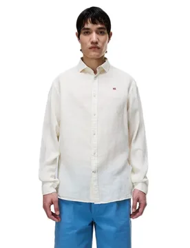 Camicia A Maniche Lunghe Linen 1 White Whisper XL - Napapijri - FashionsVida