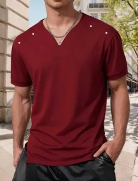Summer Men's New Sports and Leisure Fashion Short-sleeved T-shirt V-neck Men's Top - Aliexpress - FashionsVida
