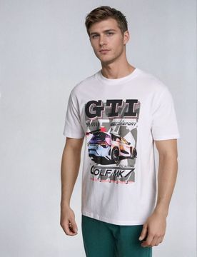 T-shirt in cotone con stampa Volkswagen - bianco