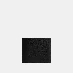 Mens Id Billfold Wallet - Black Leather - One Size