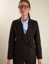 Wool Rich Tailored Double Breasted Blazer Dark Brown female