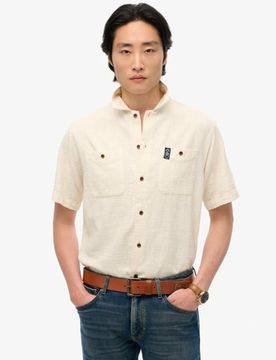 Superdry Men's The Merchant Store - Strukturiertes Kurzarmhemd Weiß - Größe: S