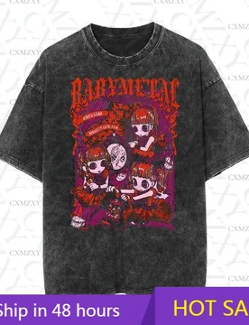 Heavy baby metal band metal rock band old washed retro anime cartoon short sleeve t-shirt - Aliexpress - FashionsVida